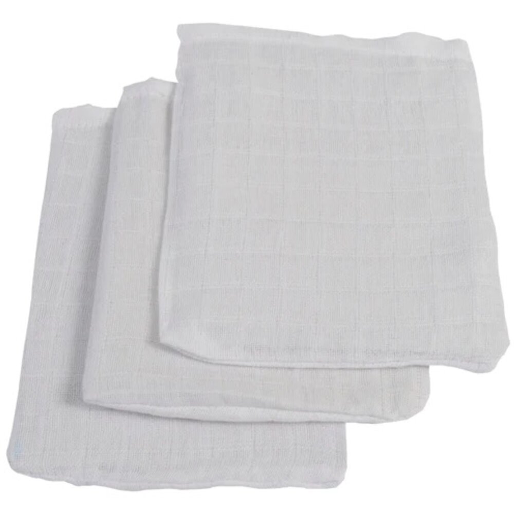 Hydrofiel Washandje Basic - 3 Stuks Wit